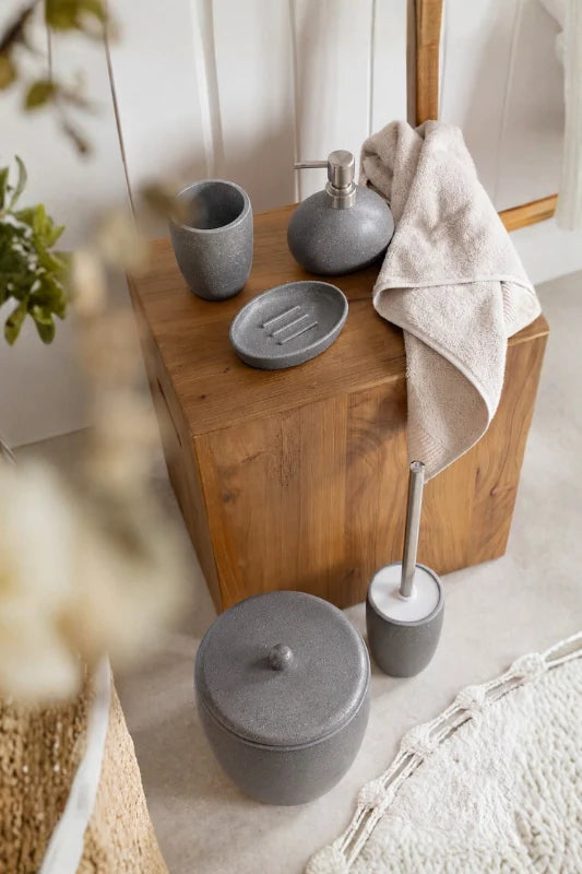 Travertine 5 Parça Banyo Seti Antrasit