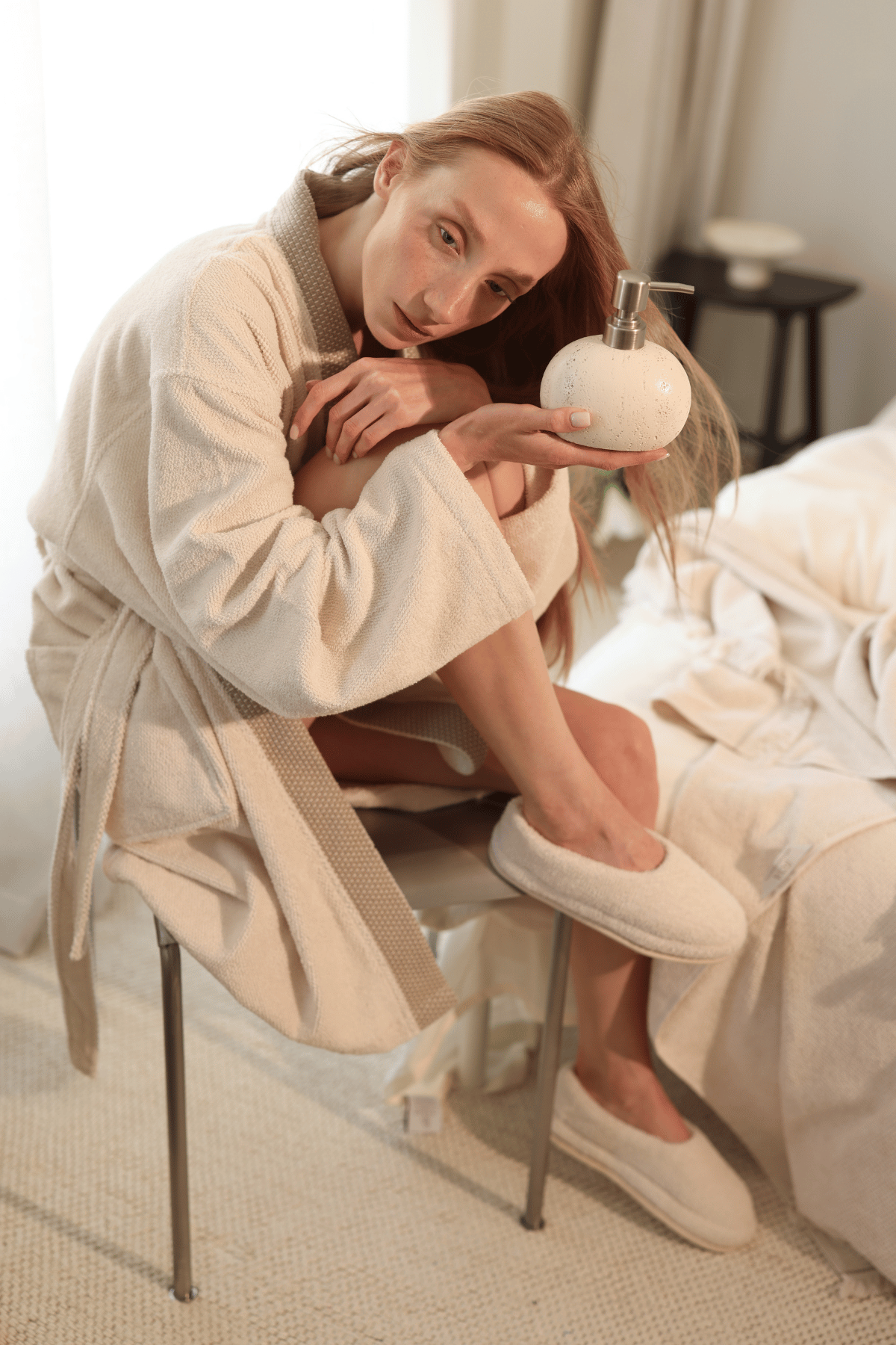 İRYA-Travertine Unisex Kalın Tabanlı Havlu Terlik Açık Bej-Sandalet & Terlik-4-Milagron.com