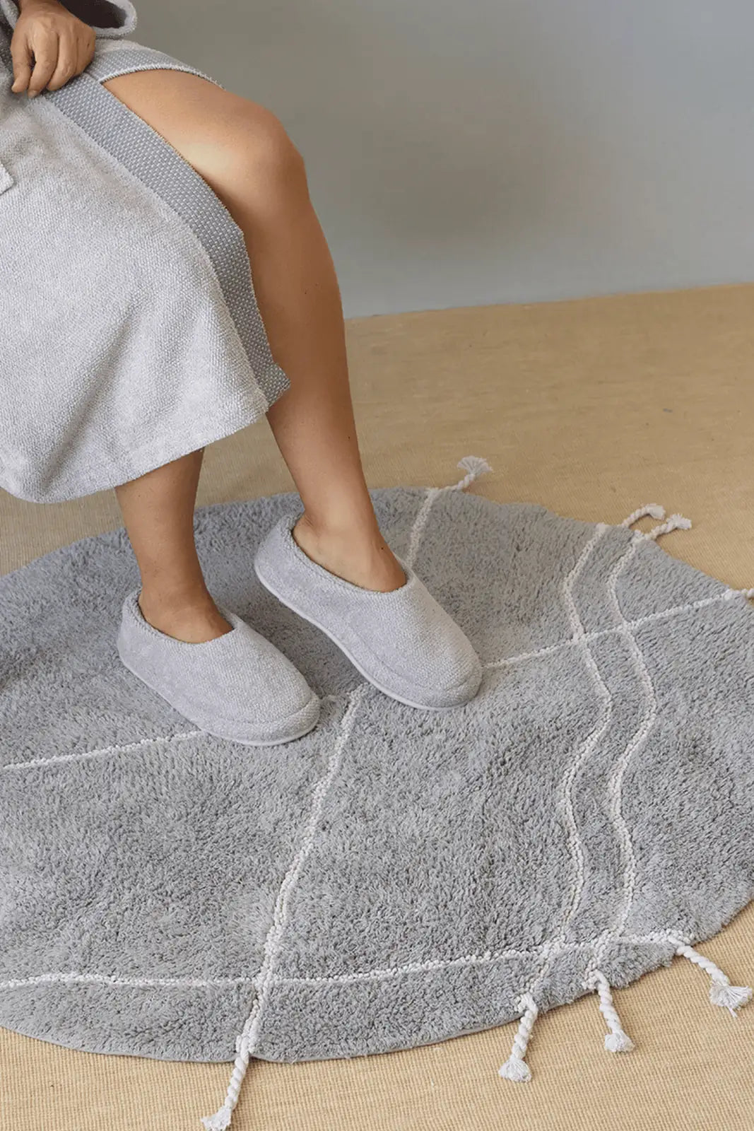 İRYA-Travertine Unisex Kalın Tabanlı Havlu Terlik Gri-Sandalet & Terlik-1-Milagron.com