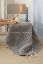 İRYA-Travertine Yuvarlak Banyo Paspası %100 Pamuk 100X100 Gri-Paspas-4-Milagron.com