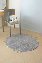 İRYA-Travertine Yuvarlak Banyo Paspası %100 Pamuk 100X100 Gri-Paspas-6-Milagron.com