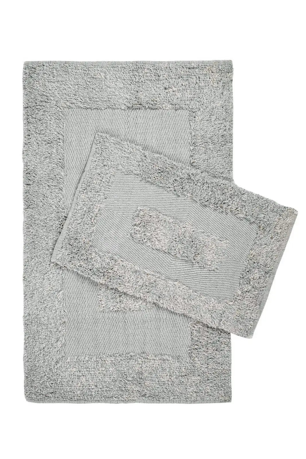 İRYA-Vivian 2’Li Takım Banyo Paspası %100 Pamuk 40X60 + 60X90 Gri-Paspas-2-Milagron.com