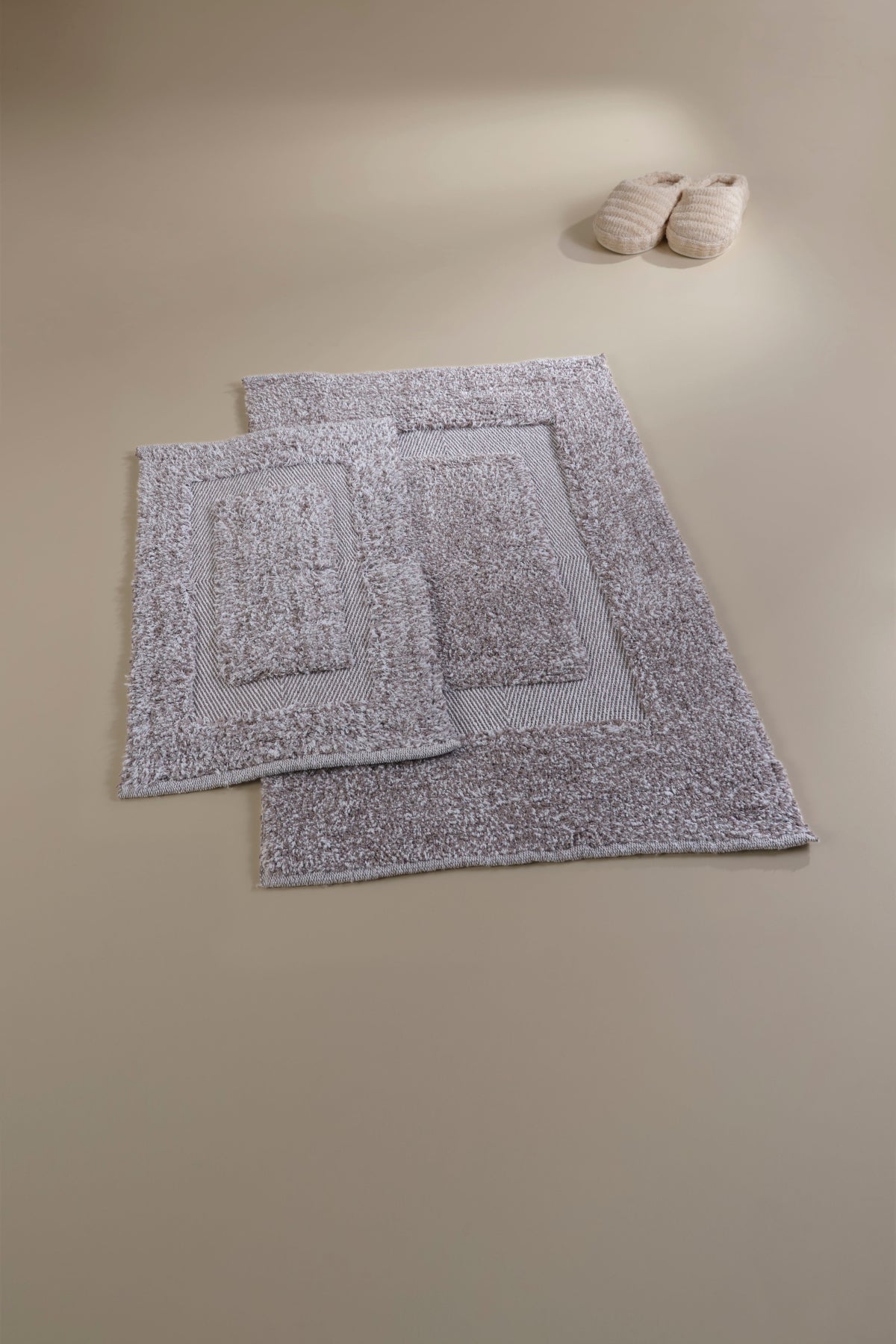 Irya-Vivian 2’li Takım Banyo Paspası %100 Pamuk 40x60 + 60x90 Gri-Banyo Paspası-7-Milagron.com