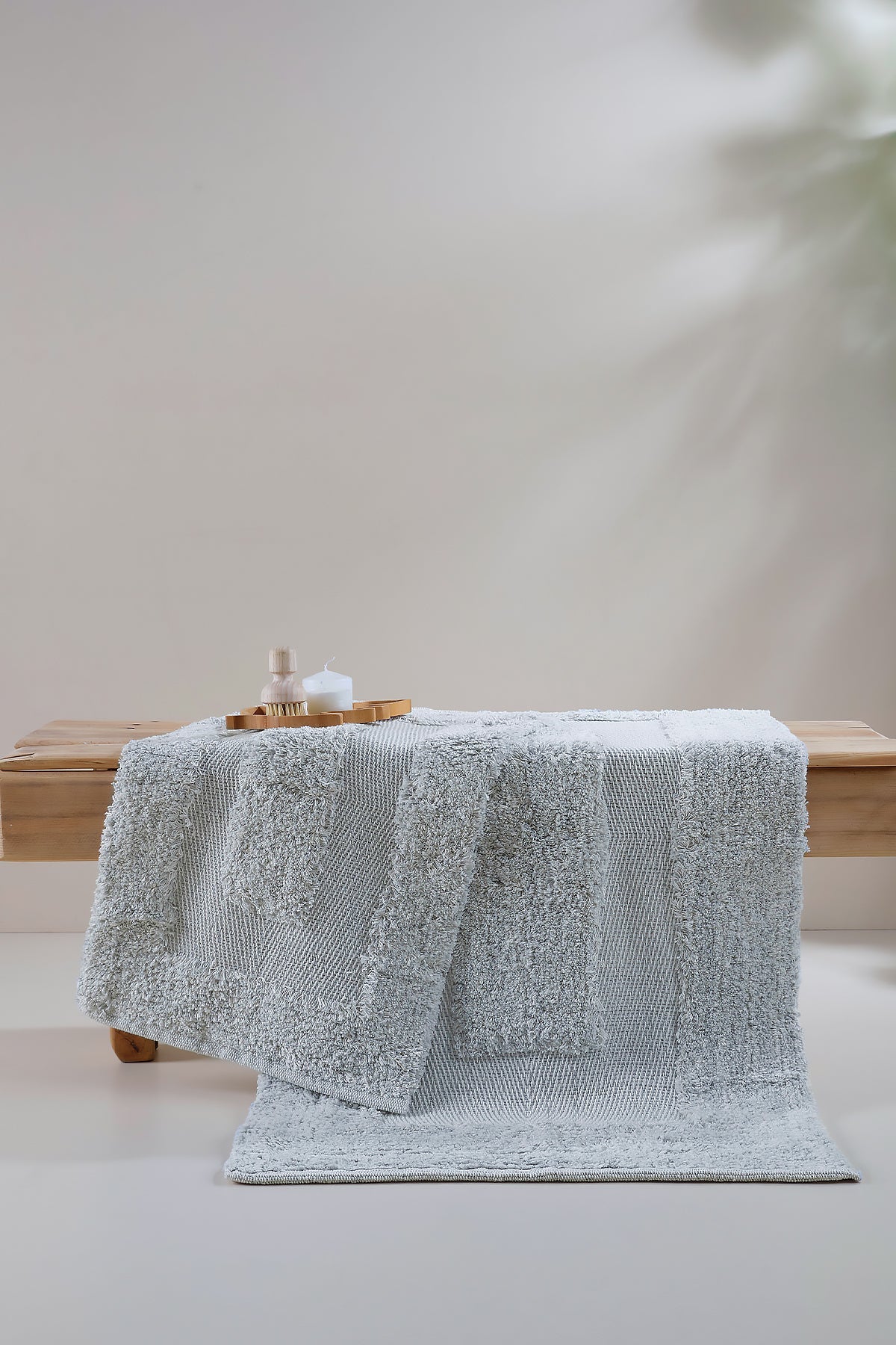 Irya-Vivian 2’li Takım Banyo Paspası %100 Pamuk 40x60 + 60x90 Mavi-Banyo Paspası-1-Milagron.com