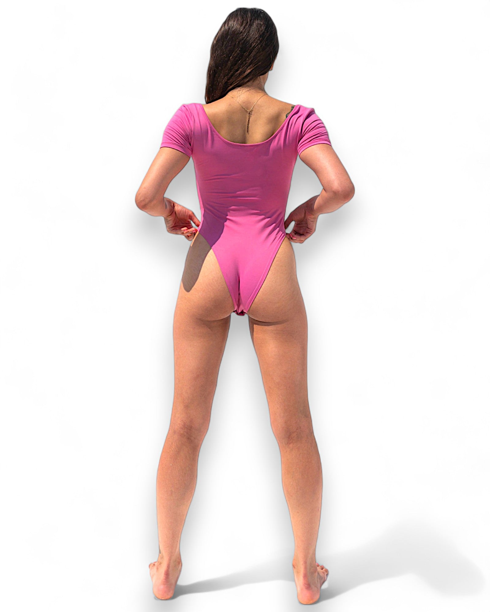 Iamlovein-Bubble Gum' Shorts Sleeve Call Me Bodysuit-Bodysuit-3-Milagron.com