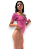 Iamlovein-Bubble Gum' Shorts Sleeve Call Me Bodysuit-Bodysuit-4-Milagron.com