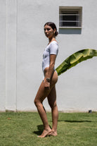 Iamlovein-White' Short Sleeve Call Me Bodysuit-Bodysuit-3-Milagron.com