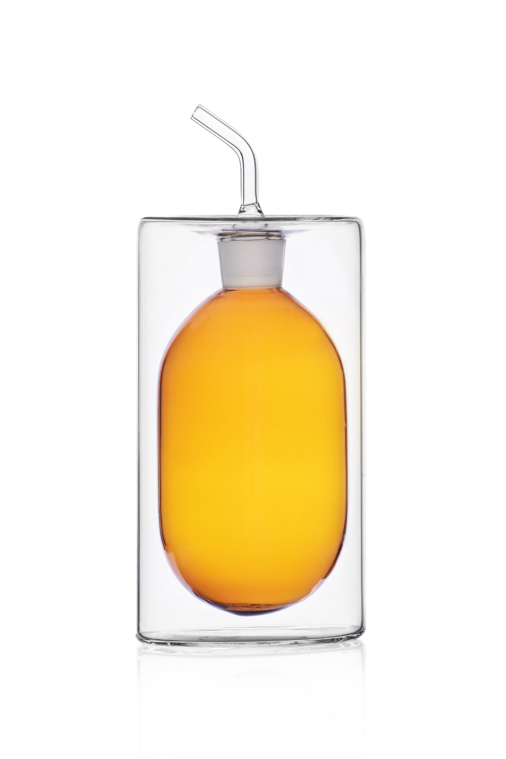 Ichendorf Milano-Cilindro Çift Duvarlı Turuncu Borosilikat Cam Yağ Şişesi 250 ml-Yağ Şişesi-1-Milagron.com