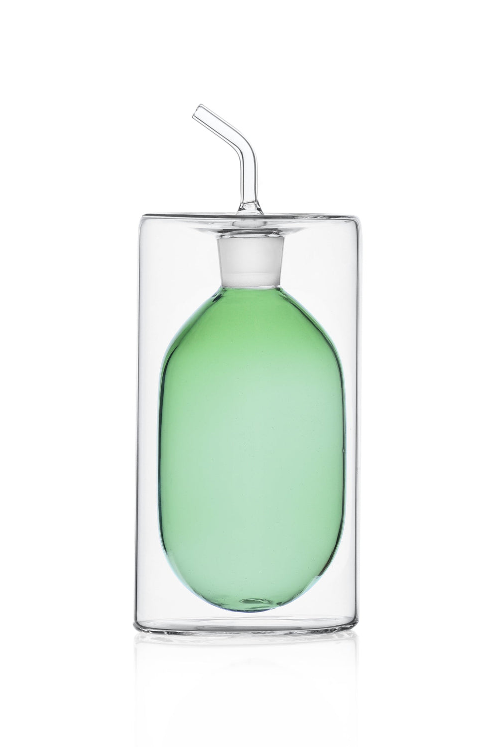 Ichendorf Milano-Cilindro Çift Duvarlı Yeşil Borosilikat Cam Yağ Şişesi 250 ml-Yağ Şişesi-1-Milagron.com