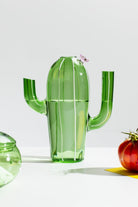 Ichendorf Milano-Desert Plants Pembe Çiçek Detaylı Yeşil Kaktüs Formlu Cam Sürahi-Sürahi-2-Milagron.com