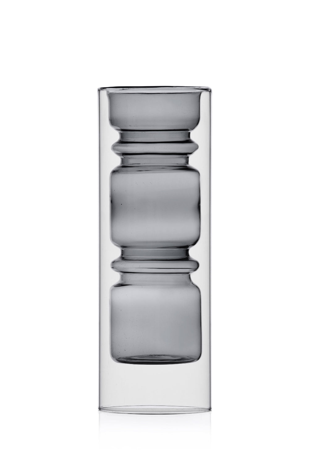 Ichendorf Milano-Rings Çift Duvarlı Füme Cam Vazo 28 Cm-Vazo-1-Milagron.com