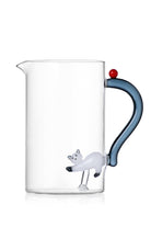 Ichendorf Milano-Tabby Cat Duman Renkli Kuyruklu Beyaz Kedi Figürlü Cam Sürahi-Bardak-1-Milagron.com