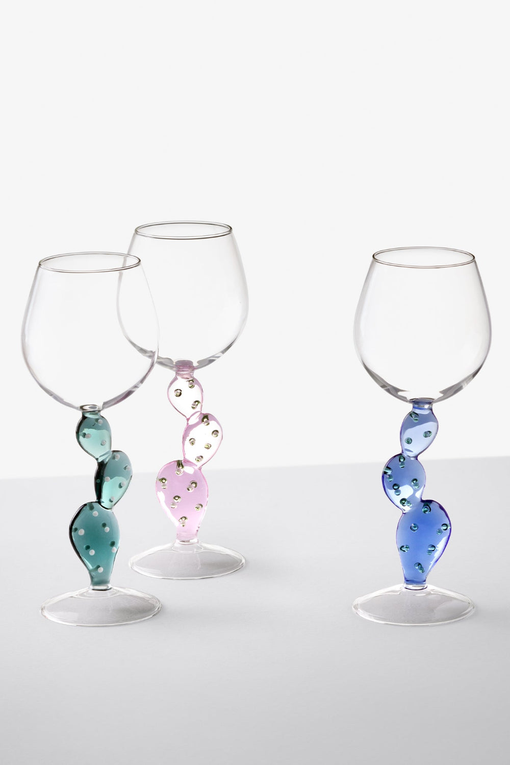 Ichendorf Milano-Turkuaz Kaktüs Gövdeli Cam Bardak-Kadeh-3-Milagron.com