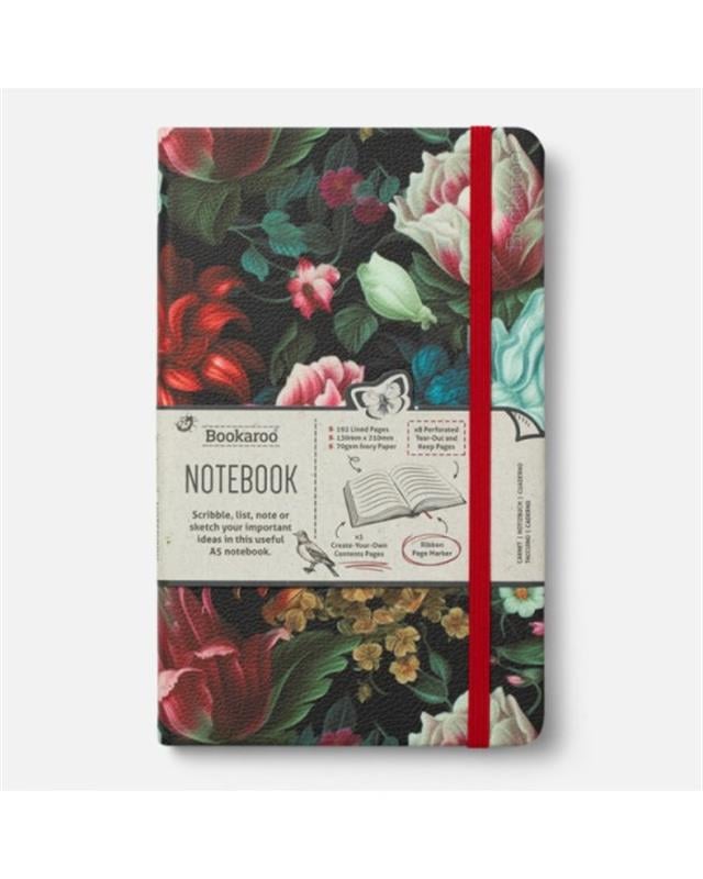 If-If Bookaroo A5 Notebook Journal çizgili Defter Dark Floral-Çizgili-1-Milagron.com