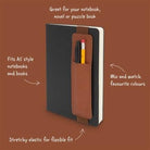 If-İf Bookaroo Pen Pouch Defter üstü Kalemlik Brown Kahverengi-Kitap Ayracı-3-Milagron.com