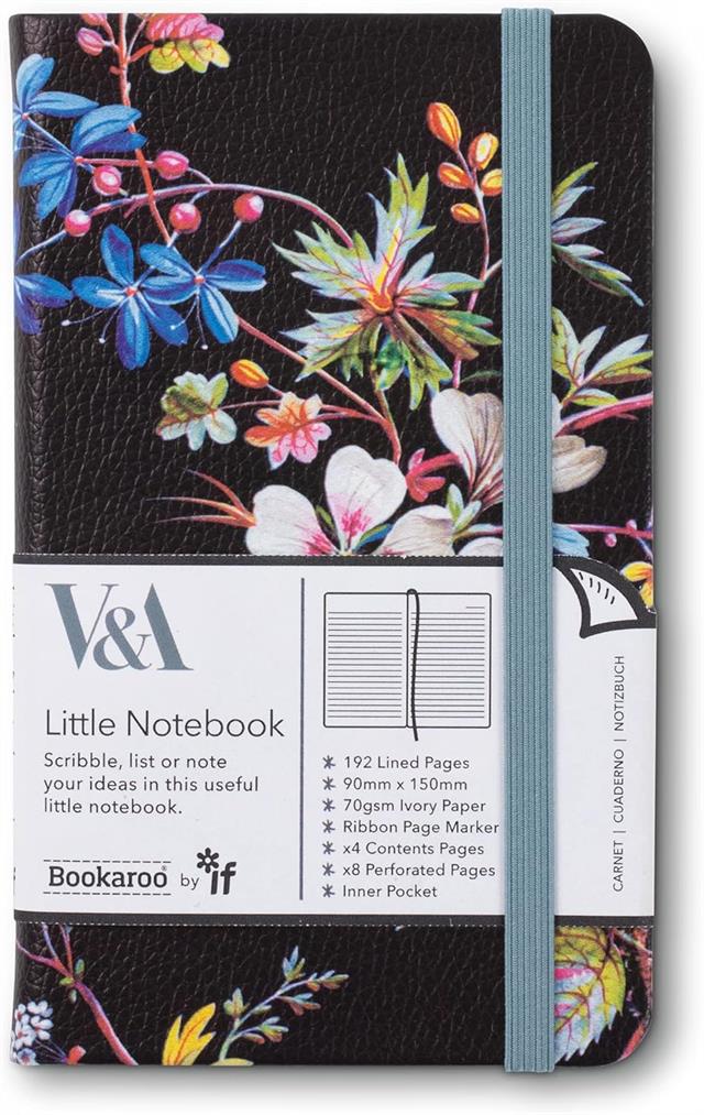If-If Bookaroo Pocket (A6) Notebook Journal çizgili Defter Kilburn Black Floral-Defter-1-Milagron.com