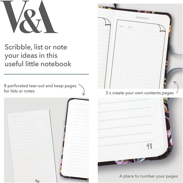 If-If Bookaroo Pocket (A6) Notebook Journal çizgili Defter Kilburn Black Floral-Defter-2-Milagron.com