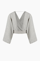 İkikız-Crinkle Çizgili Bluz-Top-2-Milagron.com