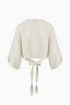 İkikız-Crinkle Linen Bağlamalı Üst-Top-2-Milagron.com