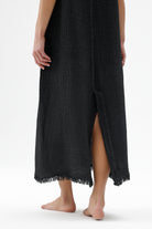 Crinkle Siyah İp Askılı Elbise - 5