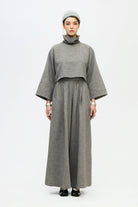 İkikız-Gri Boğazlı Crop Bluz-Top-2-Milagron.com