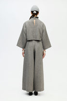 İkikız-Gri Boğazlı Crop Bluz-Top-4-Milagron.com