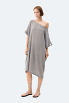 İkikız-Gri Crinkle Balon Elbise-Elbise-2-Milagron.com