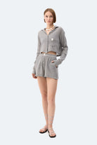 İkikız-Gri Crinkle Şort-Şort-1-Milagron.com