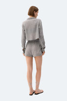 İkikız-Gri Crinkle Şort-Şort-2-Milagron.com