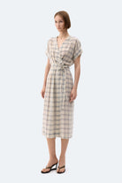 İkikız-Gri Ekose Anvelop Elbise-Elbise-1-Milagron.com