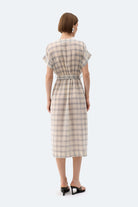 İkikız-Gri Ekose Anvelop Elbise-Elbise-2-Milagron.com