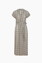 İkikız-Gri Ekose Anvelop Elbise-Elbise-3-Milagron.com