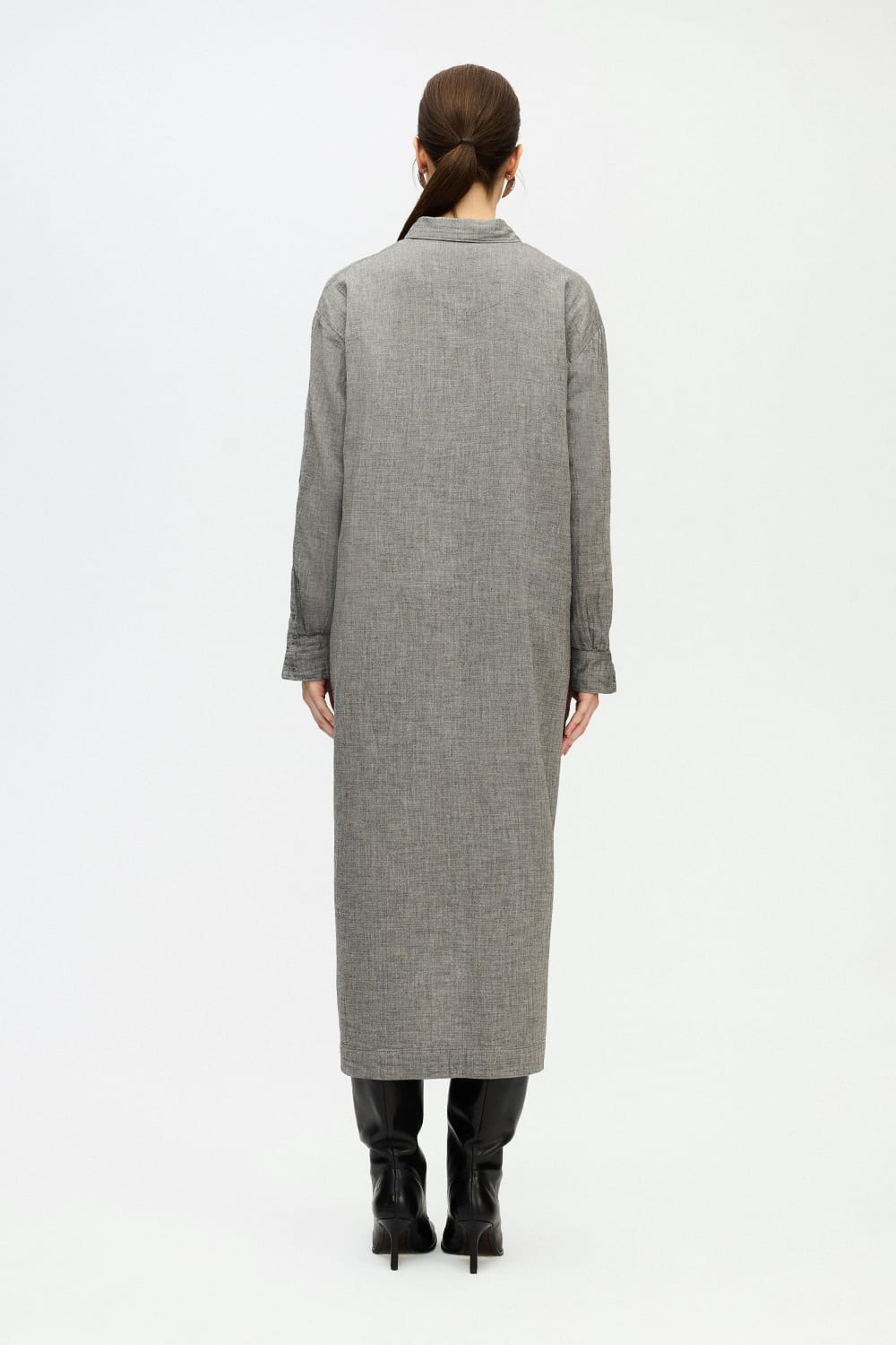 İkikız-Gri Gömlek Elbise-Elbise-3-Milagron.com