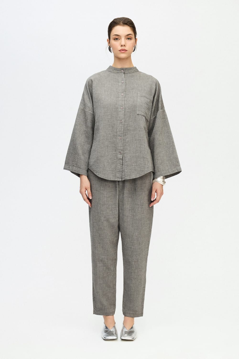 İkikız-Gri Slouchy Pantolon-Pantolon-4-Milagron.com