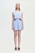 İkikız-Keten Karışımlı Çizgili Bluz-Bluz-2-Milagron.com