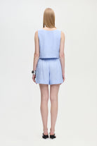 İkikız-Keten Karışımlı Çizgili Bluz-Bluz-4-Milagron.com