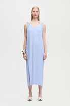 İkikız-Keten Karışımlı Çizgili Elbise-Elbise-2-Milagron.com