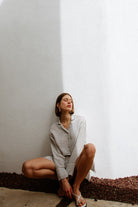 İkikız-Lyocell Çizgili Kısa Gömlek-Gömlek-4-Milagron.com