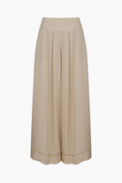 Natürel Keten Palazzo Pantolon - 1