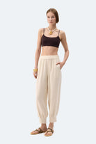 İkikız-Natürel Keten Slouchy Pantolon-Pantolon-1-Milagron.com