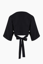 İkikız-Siyah Bağlamalı Crop Üst-Top-2-Milagron.com