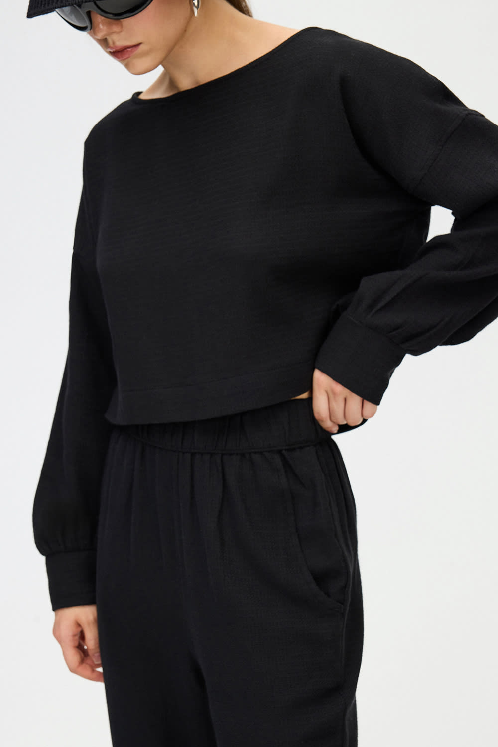 İkikız-Siyah Crop Bluz-Top-5-Milagron.com