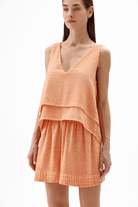 İkikız-Turuncu Katlı Bluz-Top-4-Milagron.com