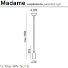 Madame Sarkit 1L Kahverengi̇ Antrasi̇t Ø6X150 Cm Gu10 Led 1X5W
