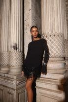 İladia-Ina Sequin Low-cut Back Mini Dress-Elbise-1-Milagron.com