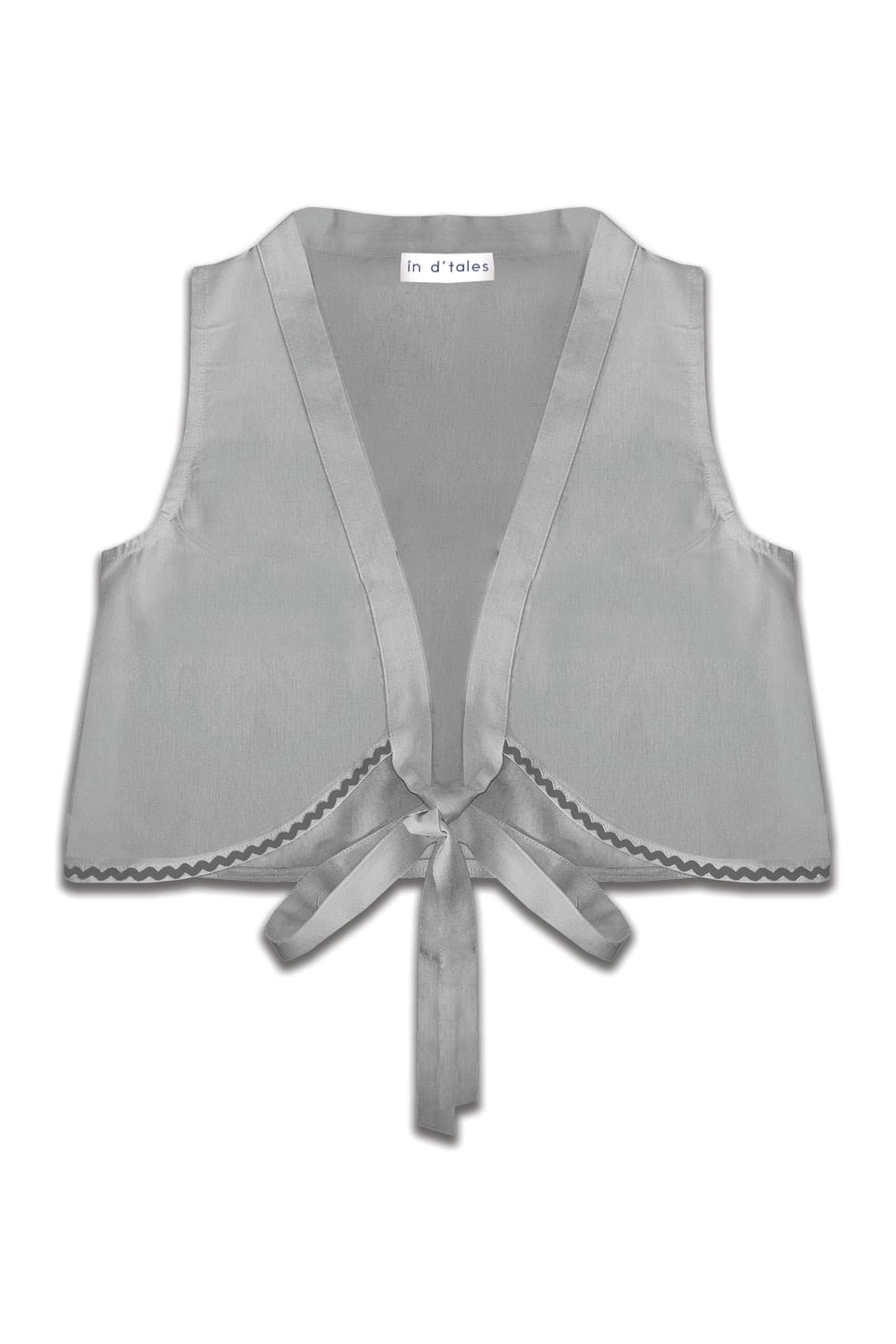 In D'Tales-Keten Bağlamalı Gri Crop Top-Crop Top-1-Milagron.com