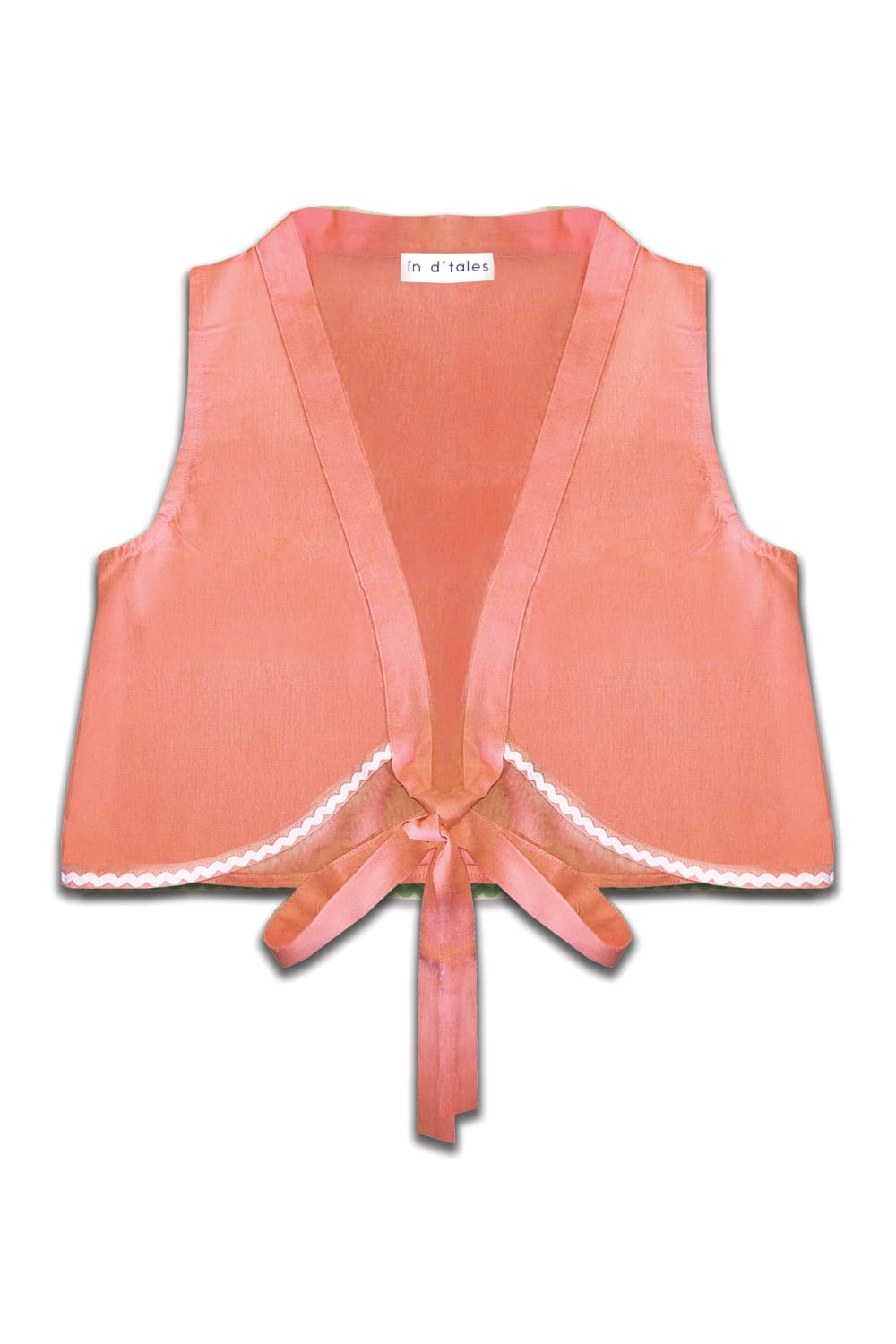 In D'Tales-Keten Bağlamalı Somon Crop Top-Crop Top-1-Milagron.com