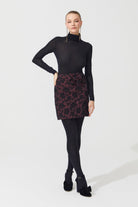 İpek Kıramer-Brokar Mini Skirt Burgundy-Etek-1-Milagron.com