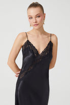İpek Kıramer-Diamond Silk Long Chemise Black-Gecelik-1-Milagron.com