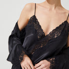 İpek Kıramer-SORUNLU - Diamond Silk Long Chemise Ve Robe Black-Pijama Takımı-2-Milagron.com